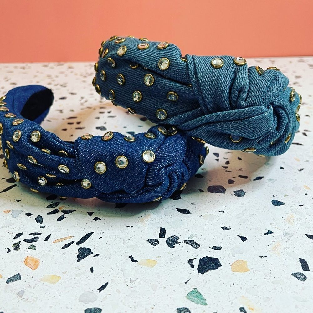 Luxe studded denim headband 